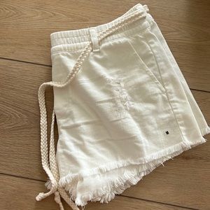 Aerie White Cropped Jean Shorts